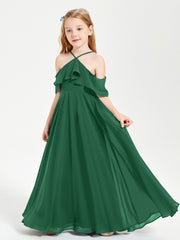 Off-the-Shoulder Long Dresses for Junior Bridesmaids Dark Green