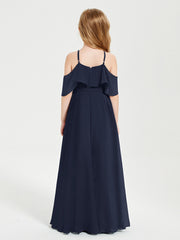 Off-the-Shoulder Long Dresses for Junior Bridesmaids Dark Navy