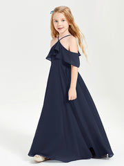 Off-the-Shoulder Long Dresses for Junior Bridesmaids Dark Navy