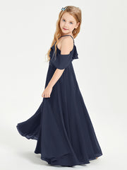 Off-the-Shoulder Long Dresses for Junior Bridesmaids Dark Navy