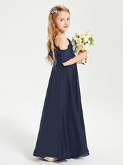 Off-the-Shoulder Long Dresses for Junior Bridesmaids Dark Navy