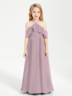 Off-the-Shoulder Long Dresses for Junior Bridesmaids Dusk