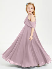 Off-the-Shoulder Long Dresses for Junior Bridesmaids Dusk