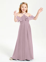 Off-the-Shoulder Long Dresses for Junior Bridesmaids Dusk