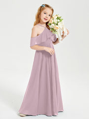 Off-the-Shoulder Long Dresses for Junior Bridesmaids Dusk