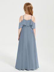 Off-the-Shoulder Long Dresses for Junior Bridesmaids Dusty Blue