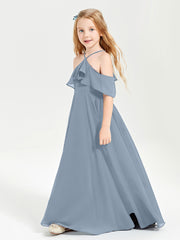 Off-the-Shoulder Long Dresses for Junior Bridesmaids Dusty Blue