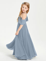 Off-the-Shoulder Long Dresses for Junior Bridesmaids Dusty Blue