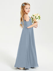 Off-the-Shoulder Long Dresses for Junior Bridesmaids Dusty Blue