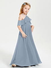 Off-the-Shoulder Long Dresses for Junior Bridesmaids Dusty Blue