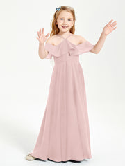 Off-the-Shoulder Long Dresses for Junior Bridesmaids Dusty Rose