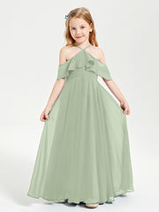 Off-the-Shoulder Long Dresses for Junior Bridesmaids Dusty Sage