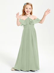 Off-the-Shoulder Long Dresses for Junior Bridesmaids Dusty Sage