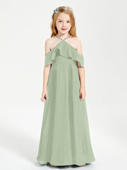 Off-the-Shoulder Long Dresses for Junior Bridesmaids Dusty Sage