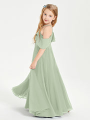 Off-the-Shoulder Long Dresses for Junior Bridesmaids Dusty Sage