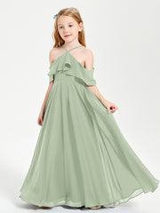 Off-the-Shoulder Long Dresses for Junior Bridesmaids Dusty Sage
