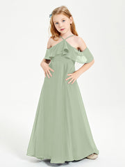 Off-the-Shoulder Long Dresses for Junior Bridesmaids Dusty Sage