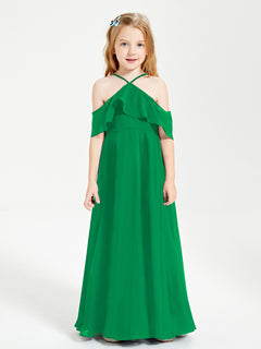 Off-the-Shoulder Long Dresses for Junior Bridesmaids Emerald