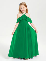 Off-the-Shoulder Long Dresses for Junior Bridesmaids Emerald