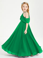 Off-the-Shoulder Long Dresses for Junior Bridesmaids Emerald