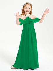 Off-the-Shoulder Long Dresses for Junior Bridesmaids Emerald