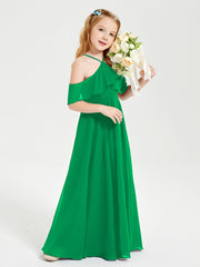 Off-the-Shoulder Long Dresses for Junior Bridesmaids Emerald