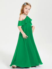 Off-the-Shoulder Long Dresses for Junior Bridesmaids Emerald