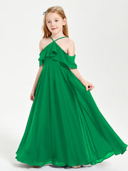 Off-the-Shoulder Long Dresses for Junior Bridesmaids Emerald