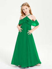 Off-the-Shoulder Long Dresses for Junior Bridesmaids Emerald