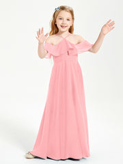 Off-the-Shoulder Long Dresses for Junior Bridesmaids Flamingo