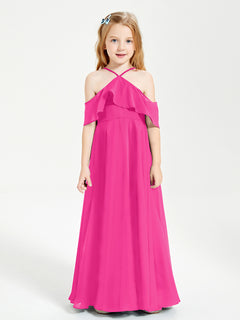 Off-the-Shoulder Long Dresses for Junior Bridesmaids Fuchsia