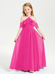 Off-the-Shoulder Long Dresses for Junior Bridesmaids Fuchsia