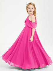 Off-the-Shoulder Long Dresses for Junior Bridesmaids Fuchsia