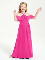 Off-the-Shoulder Long Dresses for Junior Bridesmaids Fuchsia
