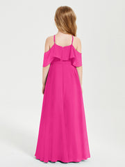 Off-the-Shoulder Long Dresses for Junior Bridesmaids Fuchsia