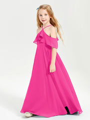 Off-the-Shoulder Long Dresses for Junior Bridesmaids Fuchsia