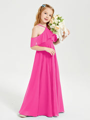 Off-the-Shoulder Long Dresses for Junior Bridesmaids Fuchsia
