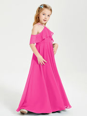 Off-the-Shoulder Long Dresses for Junior Bridesmaids Fuchsia
