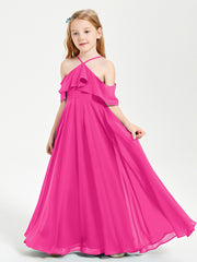 Off-the-Shoulder Long Dresses for Junior Bridesmaids Fuchsia