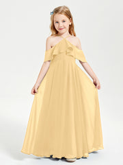 Off-the-Shoulder Long Dresses for Junior Bridesmaids Gold
