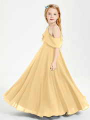 Off-the-Shoulder Long Dresses for Junior Bridesmaids Gold