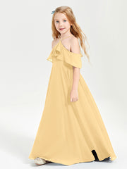 Off-the-Shoulder Long Dresses for Junior Bridesmaids Gold