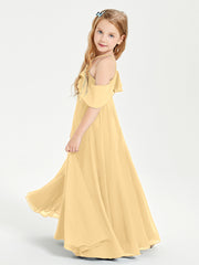 Off-the-Shoulder Long Dresses for Junior Bridesmaids Gold