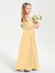 Off-the-Shoulder Long Dresses for Junior Bridesmaids Gold