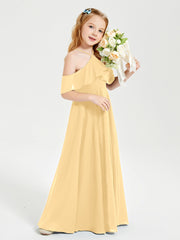 Off-the-Shoulder Long Dresses for Junior Bridesmaids Gold