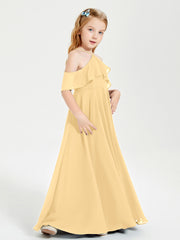 Off-the-Shoulder Long Dresses for Junior Bridesmaids Gold