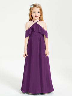 Off-the-Shoulder Long Dresses for Junior Bridesmaids Grape