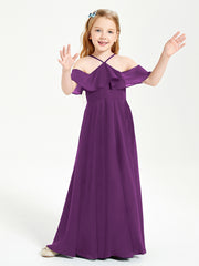 Off-the-Shoulder Long Dresses for Junior Bridesmaids Grape