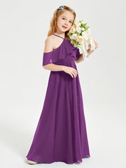 Off-the-Shoulder Long Dresses for Junior Bridesmaids Grape