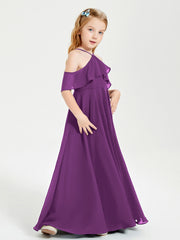 Off-the-Shoulder Long Dresses for Junior Bridesmaids Grape
